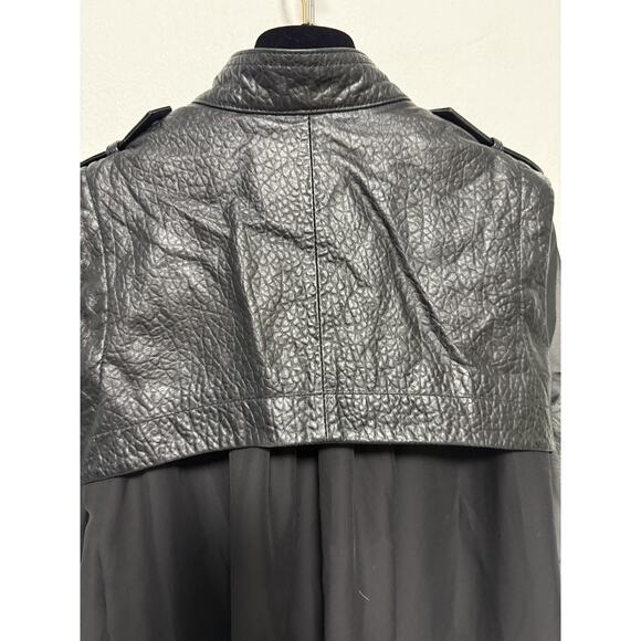 Ashley B Jacket Womens XS Black Mixed Media Leather Moto Asym Zip Sheer Sleeves - Picture 9 of 15